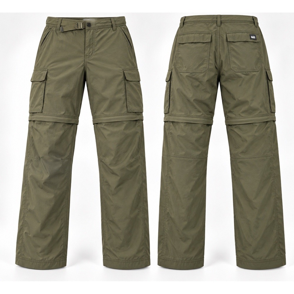 REI Co-op Pants Relaxed Fit Convertible belted Womens 10p green Nylon